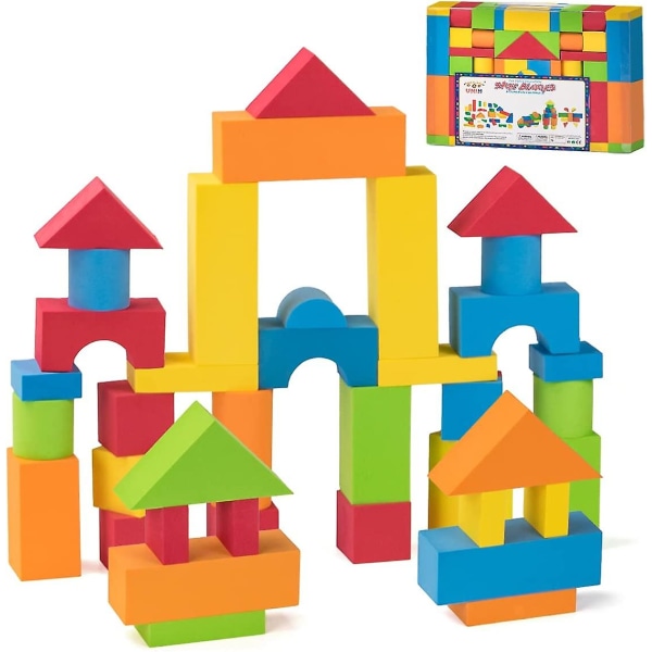 Byggklossar för småbarn 1-3, skumblock Leksaker Mjuka block Presenter Leksaker Set för 1 2 3 4-åriga pojkflickor (46st)