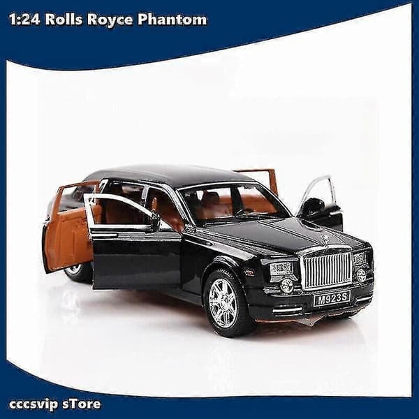 1:24 Rolls Royce Phantom Metal Bil Legetøj Legeringsbil Støbning og Legetøjsbil Børnebil Model Legetøj (Sort)