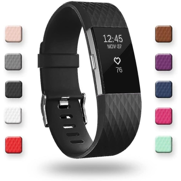 Ersättningsarmband Kompatibla med Fitbit Charge 2, Classic & Special Edition Justerbara Sportarmband Hög Kvalitet black Small