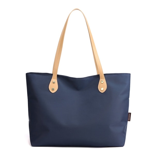 Stor Tote Bag för Kvinnor med Dragkedja Vattentät Nylon Strandväska Shoppingväska för Dam Flickor Skola Arbete Dagligt Bruk