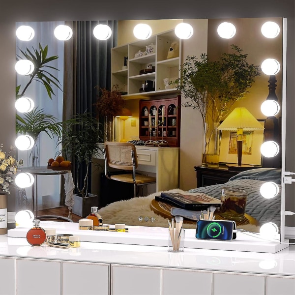 Hollywood Mirror Usb Makeup Lights Oplyste pærer 3 farvetilstande, Touch Control, Usb Charging Port (kun pære) 4 lights