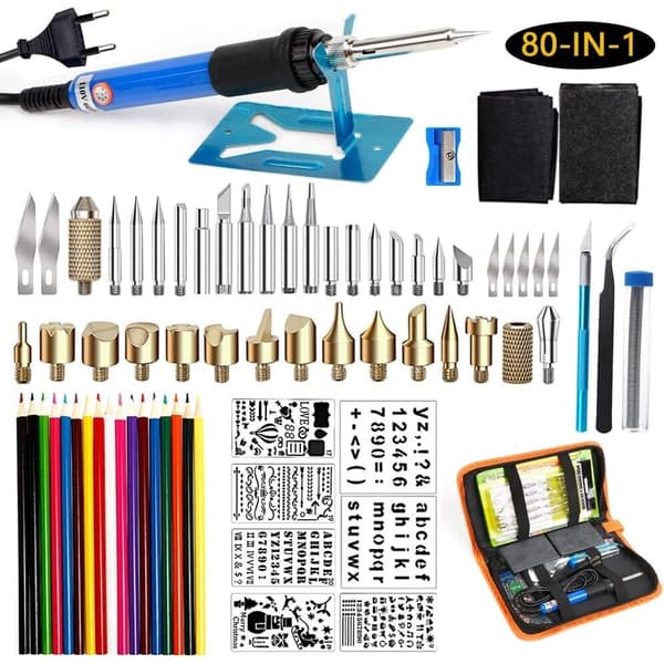 Wood Burning Pyrography Pen Set, Quick Heating Wood Burning Kit with Replaceable Tips for DIY Craft Projects, Adjustable Temperature