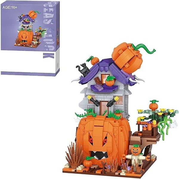 Nytt Pumpkin House- set, byggmodellsats med två figurer Halloween (762 st)