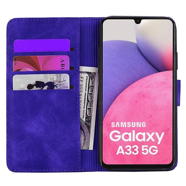 Case för Samsung Galaxy A33 5G Premium PU Läder Flip Cover Mandala Purple