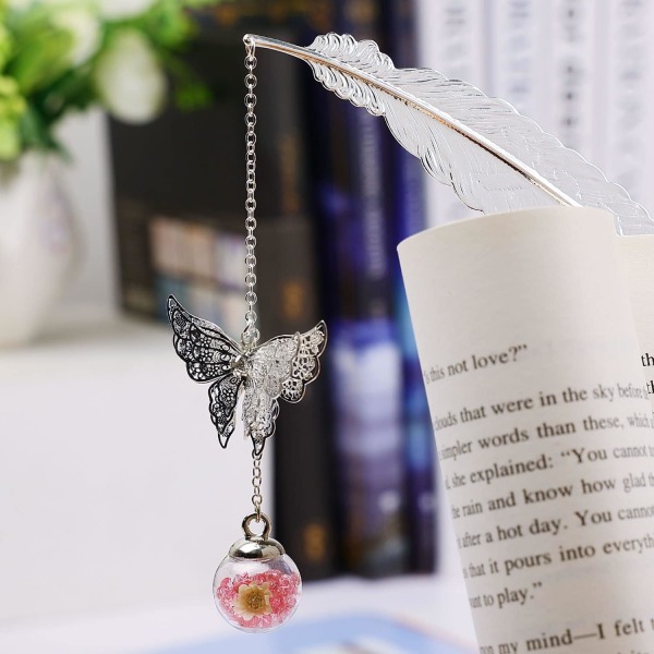 Metal Feather Bookmark Butterfly - Perfekt og fødselsdagsgave - Unik sidemarkør