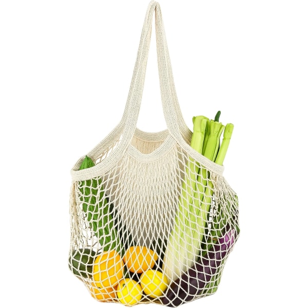 Nettpose String Bag, Net Shopping Bag, Vaskbar Organic Cotton String Shopping Bags med langt håndtak