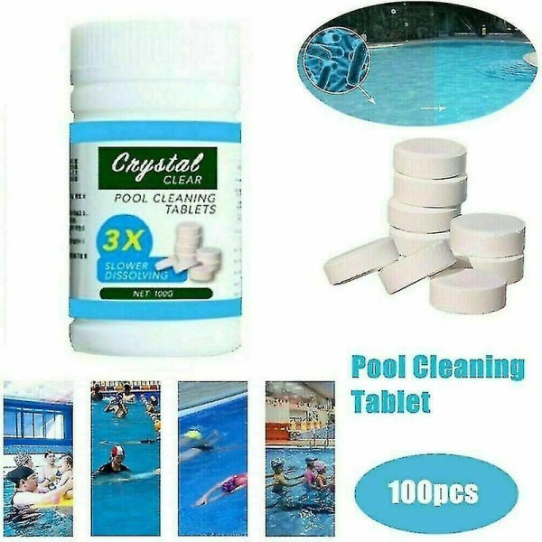 100/200/300 stk Klortabletter Multifunktionel Øjeblikkelig Desinfektion Til Swimmingpool Badekar Spa 100Pcs 1Box