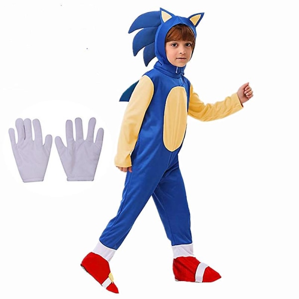 4-12 Years Anime Movie Character Cosplay Kids Costume Lightning Speed Hero Jumpsuit Give The Gift of Gloves