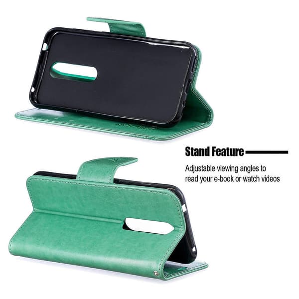 Imprint Butterfly Læder Wallet Case til Nokia 4.2 - Multicolor Green