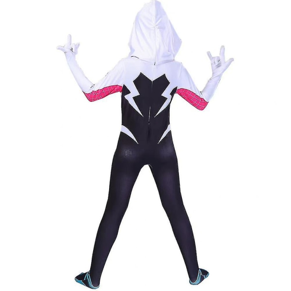 Hämähäkkimies Spider Gwen naamiolla Lapset Tytöt Halloween Cosplay -asu Haalari Supersankari Fancy Pue Asut-r 7-8Years