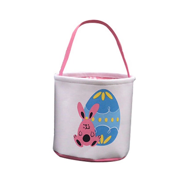 Bunny Printing pääsiäismuna Lahja säilytyskori Canvas Tote Käsilaukku Bucket Bag Pink