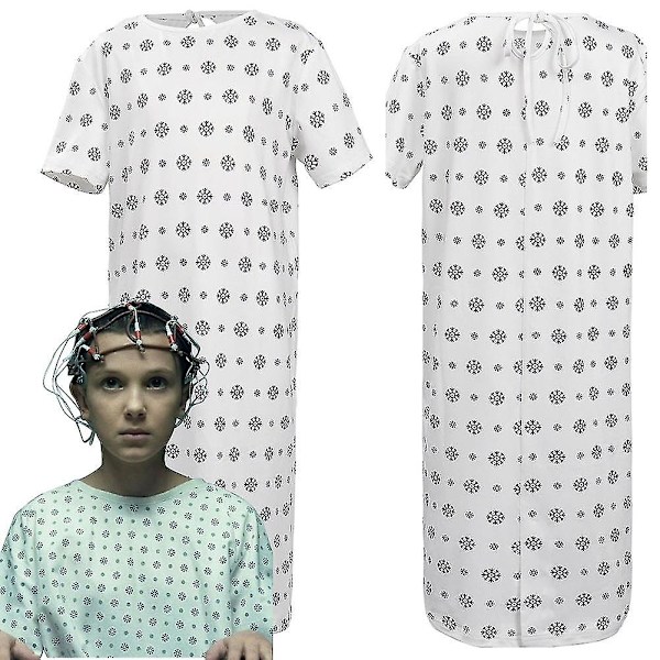 Lasten Stranger Things Kausi 4 (2022) Eleven Cosplay-asu Hawkinsin Laboratorion Yhtenäinen Mekkoasu Halloween M