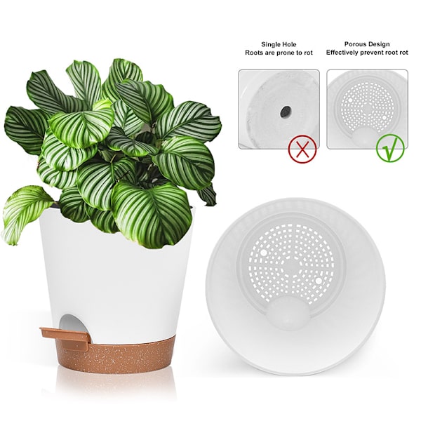 5-pack - Självbevattnande kruka/automatisk bevattning/blombevattningsanordning Vit 5-pack