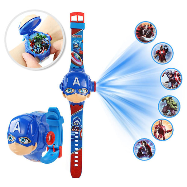 Watch, Projektori Projektori 6 Kuvaa Sarjakuva Digitaalinen Spiderman Frozen Elsa Toy Kellot Unisex Poika Tytölle A