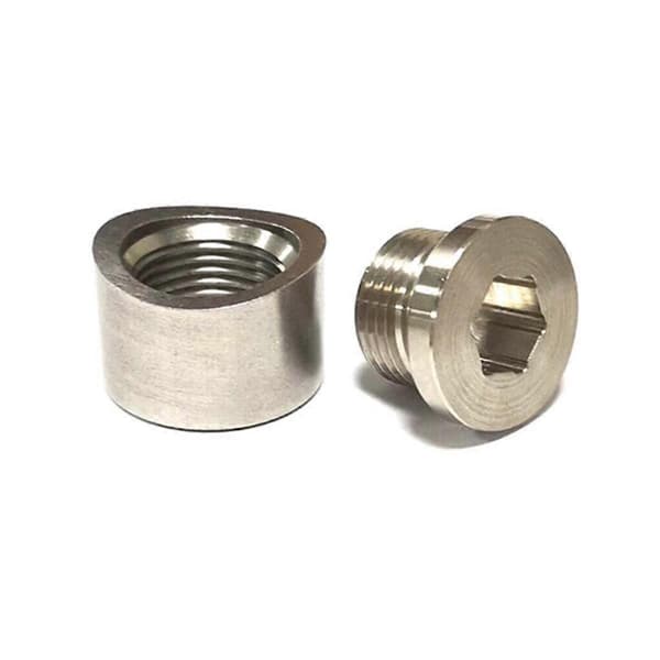 Oxygen Sensor Bung med Pakning Rustfrit Stål Prop Bredbånds Møtrik Fitting Svejsning Bungs M18X1.5 Bil Ac Silver