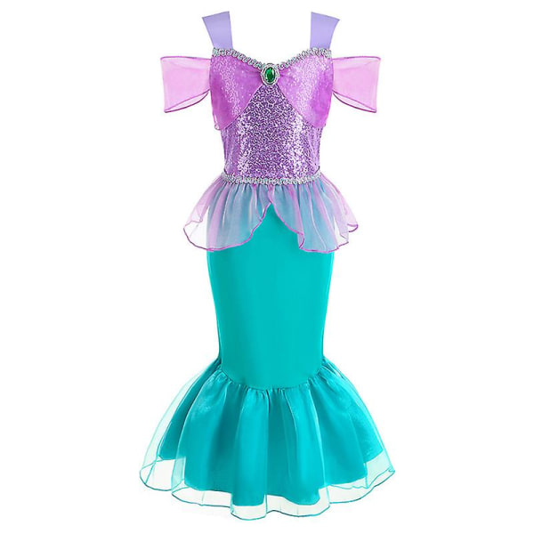 Ariel Dress Cosplay Kostymer Halloween The Mermaid Princess Skirt Ariel Princess Dress Halsband Örhänge Crown Ig Magic Stick Dress 110