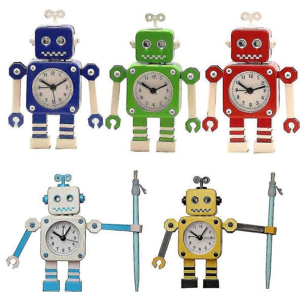 Herätyskello lapsille, robottiherätyskello, analogiset herätyskellot lapsille Green