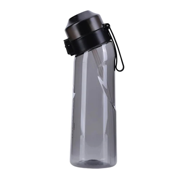 Vandflaske med smag og 7 bælg Air Water Up Flaske Frosted Sort 650ml Air Startup Sæt Vandkop Kompatibel med Camping Sport J