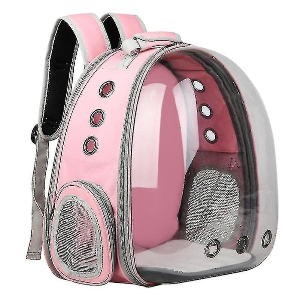 Cat Backpack Outdoor Pet Axelväska Andas Portabel Rese Transparent Bag Classic Pink