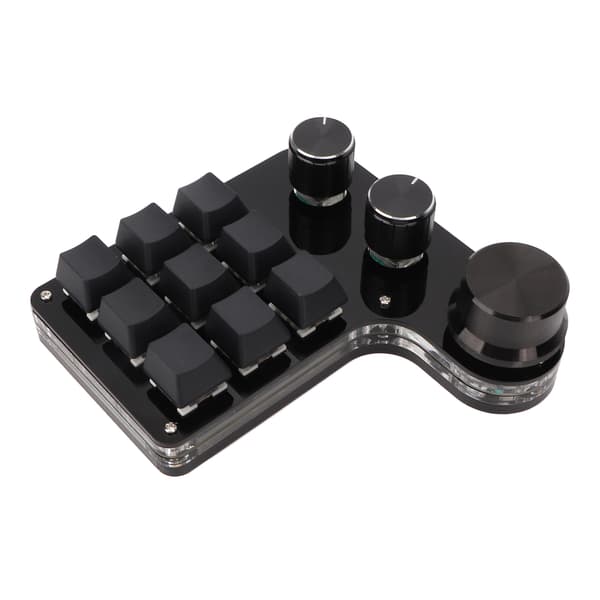 Mini Keyboard 9 Keys 3 Knobs RGB Backlit Blue Switch Plug and Play Programmable Keypad for Gaming Office Media