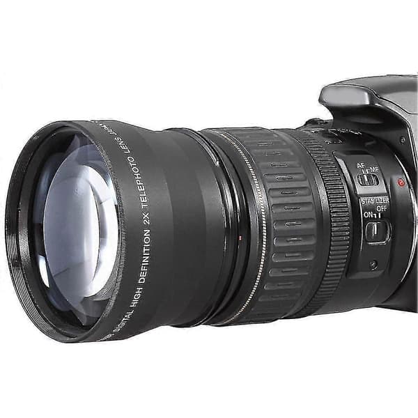 55mm 2X Telefotolinse Telekonverter til 18-55mm Black