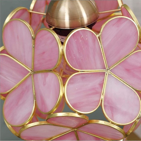 L30732 Cherry Blossom Tiffany -tyylinen lasimaalattu pöytävalaisin 8 tuuman leveällä kukkavarjostimella Vinta