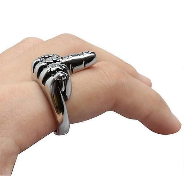 Rock Style Ring Trend Vertikal Langfinger Mønster Smykker Ring Til Mænd D244-Silver 14