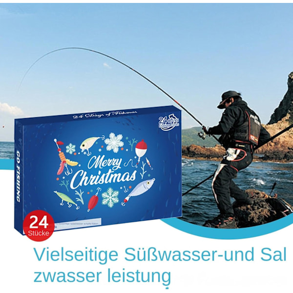 Fiskeri Kalender 2024, Fiskeri Tilbehør Julekalender, Julefiske Agns Tællekalender, 24 Dages Overraskelsesgaver til Fiskeri Elskere B
