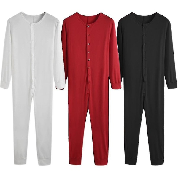 Miesten yksiosainen pitkä Johns Night Pyjama White S 7bad | White | S |  Fyndiq