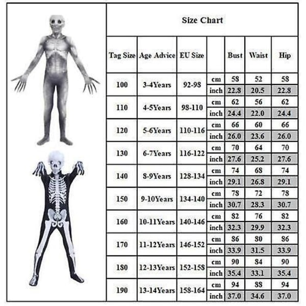 Barn The Rake Morphsuit Pojkar Flickor Creepepasta Halloween Maskeradkostym 170cm