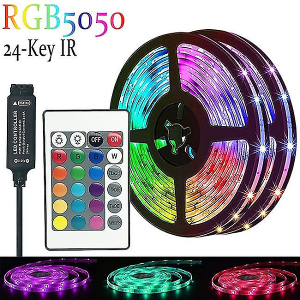 LED-stripe 1m-30m RGBIC 2835 Bluetooth App-kontroll Jageffekt Lys Fleksibel Tape Diode Bånd TV Baklys Rom Dekorere 2M Full Set 5050 24Key IR