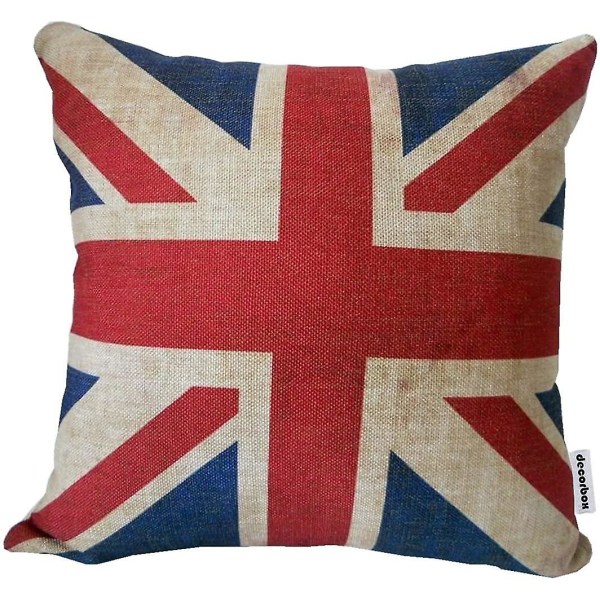 Britisk flagg bomull Lin Firkantet Pynteputetrekk Putetrekk 18 X18 tommer