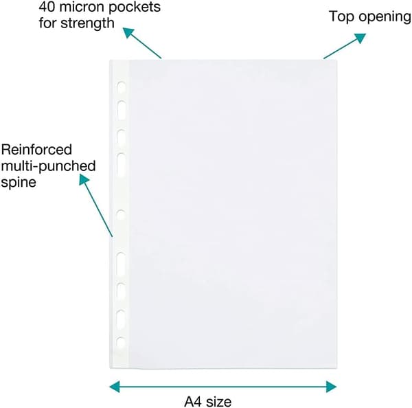 Perforerte lommer A4, 300 plastlommer, transparent