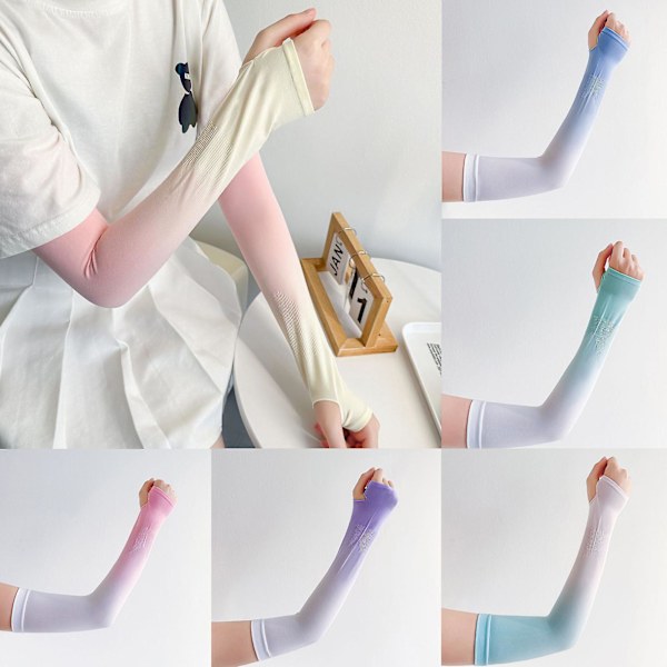 Tunna Gradient Färg Armsleeves Lång Livslängd Ärmar för Camping Vandring White and Gray