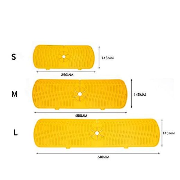 Kjøkkenkran Sprutbeskytter, Silikon Kran Vannfanger Matte  Vask Avrenningsmatte Bak Kranen, Kjøkken & Bad Benkeplate Beskytter - Grå 450*145*5mm