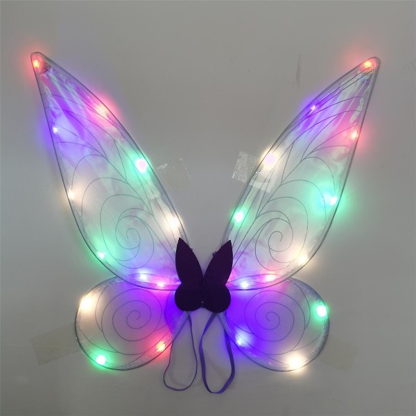 Fairy Wings Light Up Butterfly Wings Sparkly Led Fairy Wings Halloween Jul Födelsedag Cosplay present till barn Purple