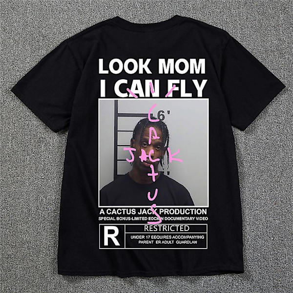 HOT Cactus Jack T-shirt 2022 Sommer Mænd Kvinder LOOK MOM I CAN FLY Tee ASTROWORLD Hip Hop Kortærmet T-shirts Yellow 1 M