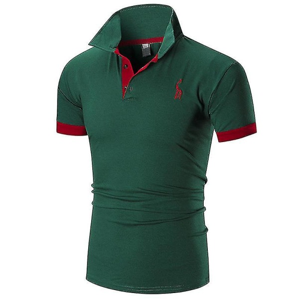 Kesävaatteet 2023 Casual Urheilu Miesten Poolo-T-paidat, joissa on logobrodeerattu istuva golf-miesten poolopaidat Green L