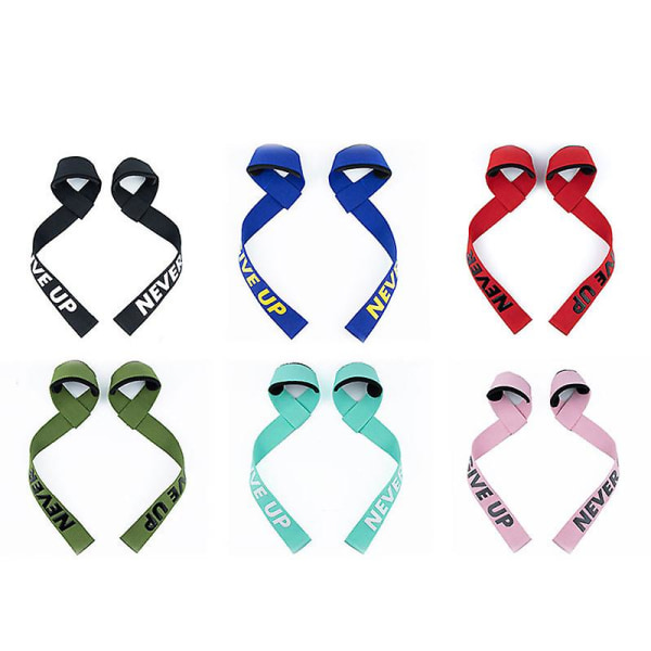 Vektløftestropper med polstrede håndledd - Støtte for styrketrening og markløft - For menn Red NEVER GIVE UP 2pcs