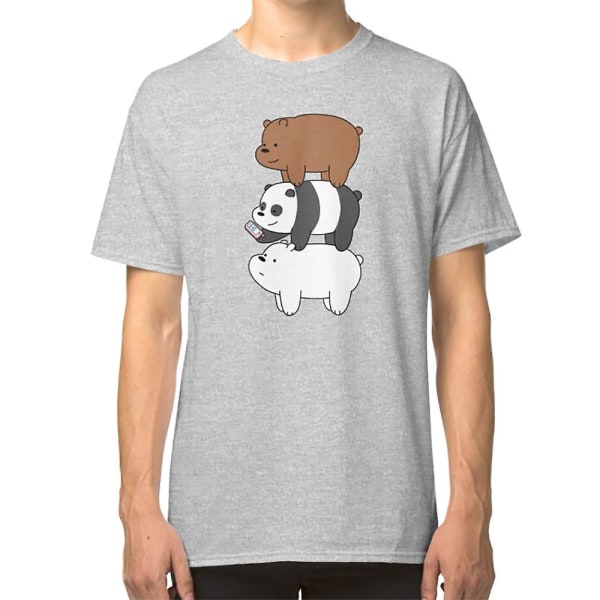 Vi bare bjørner? T-skjorte med grizzly, panda og isbjørn grey XXL
