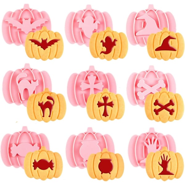 Påske-småkage-udstikkere sæt 8 stykker 3D-plastik påskeæg Bunny-stempelforme Kiks-udstikkere til påskefest tilbehør Dekorationer(Type A)_Newway-gaver Halloween B