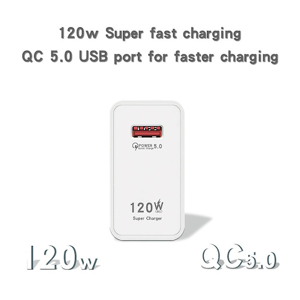 Gan Usb-lader Rask Lading 120w Qc5.0 Mobiltelefonadapter For Iphone Xiaomi Huawei Samsung Ipad Realme Oppd Oneplus Tablet only UK charger