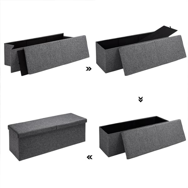 Foldable Storage Bench, Dark Grey, 80x40x40cm, 100L Capacity 6180