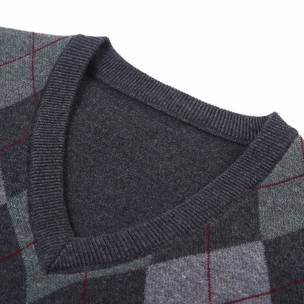 Yynuda Cashmere Pullover til mænd i uldblanding ærmeløs strikket sweater med V-hals Dark Grey L