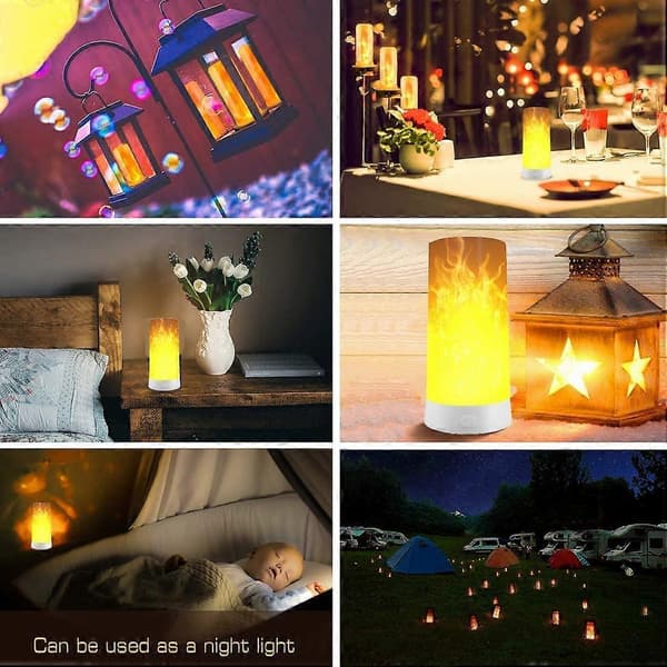 2 pcs Night Light, Flame Effect Lamp, LED Flame Effect Lamps with Remote Control, USB Rechargeable, Flame Effect LED Light for Party, Room, Fa