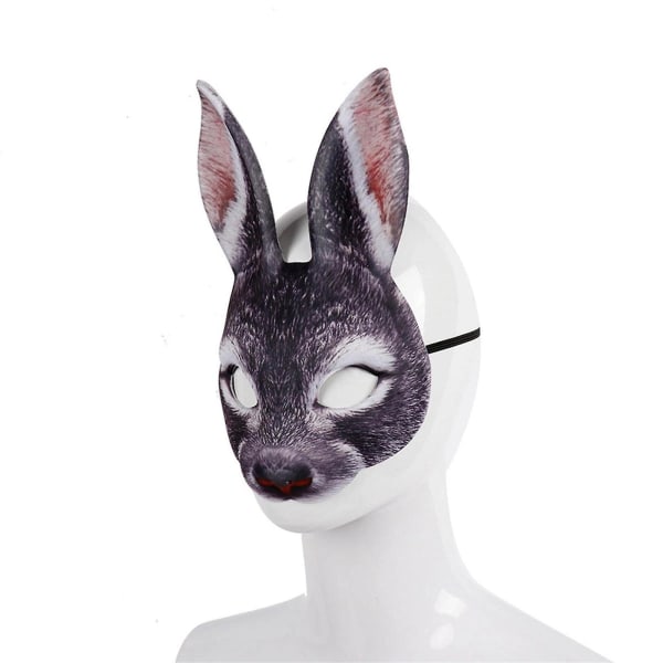 Mardi Gras-maske, påske-cosplay, morsom kaninmaske, kostyme for voksne, halvmaske Black