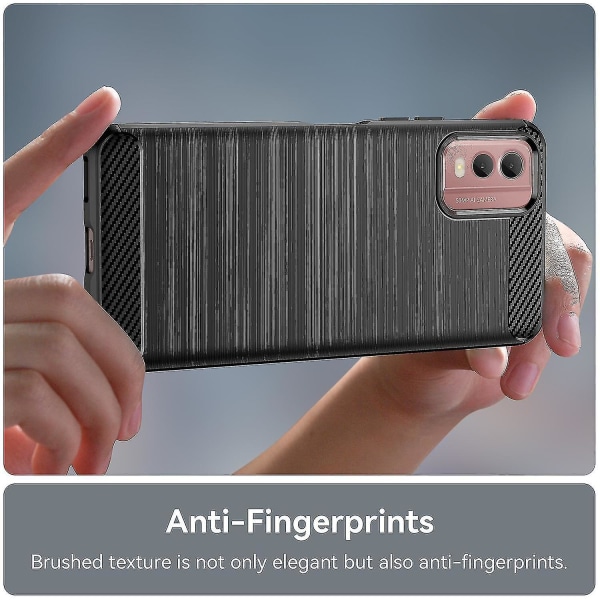 Borstad mjuk TPU phone case för Nokia C32, Carbon Fiber Texture Smartphone Cover Black