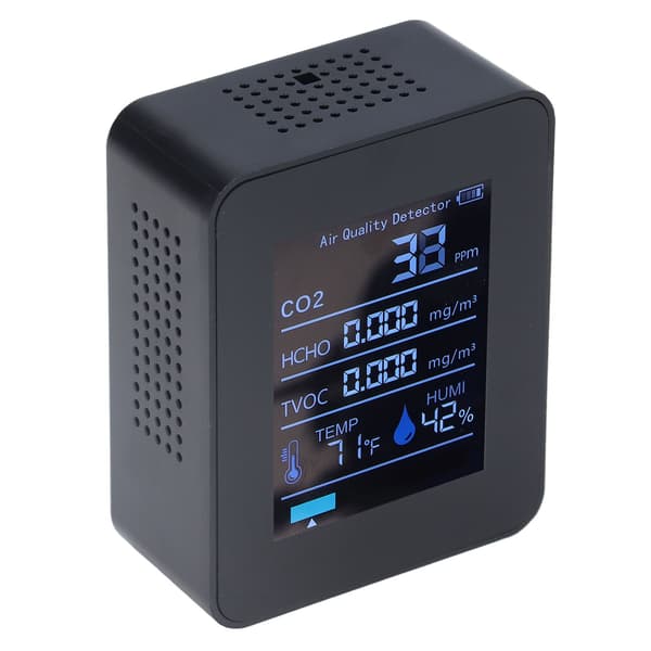 5 i 1 Luftkvalitetsdetektor 60 Dagers Datalagring Lang Utholdenhet LED Digital Skjerm USB-Lading CO2-Detektor