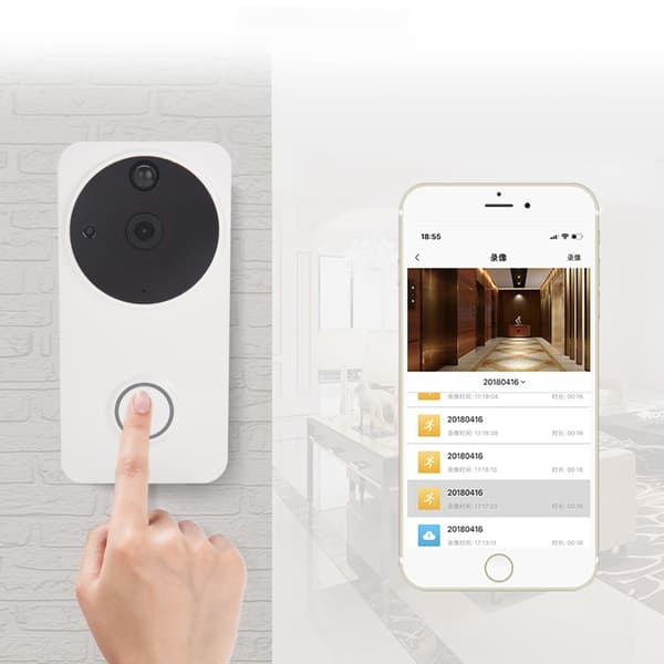 Låg strömförbrukning Hemlarm WiFi Trådlös Video Intercom Dörrklocka (Vit)
