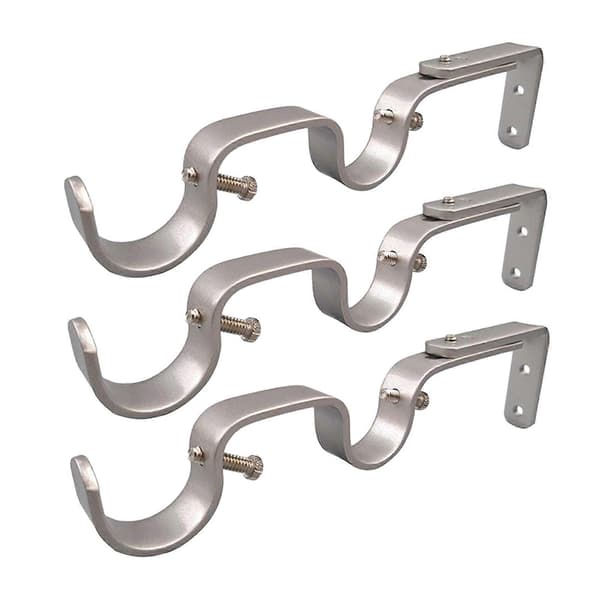 3-pack Kraftiga Gardinstångsfästen i Järn för 25,4 mm Gardinstång Silver